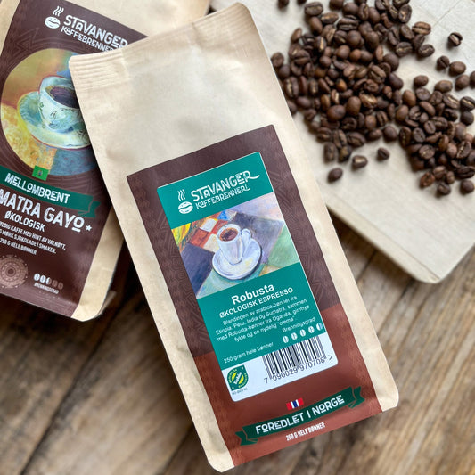 Robusta espresso ØKO, heile kaffibønner 250 g